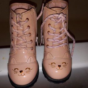 Girls Pink Patent Leather Combat Boots